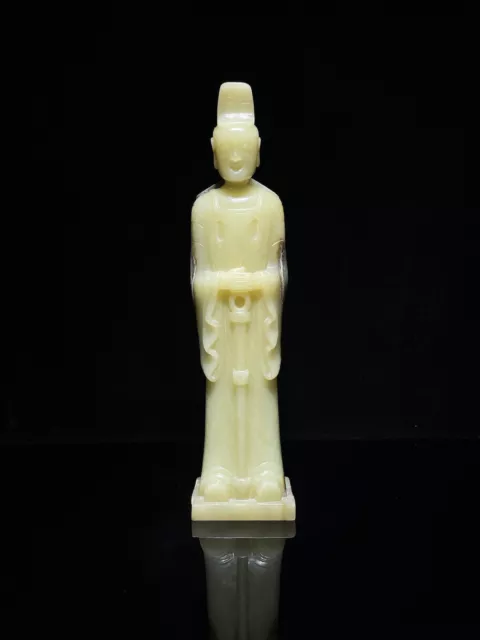 Rare Chinese Han dynasty Hetian yellow jade man statue