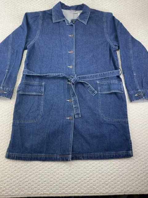 Bill Blass Vintage Women's Dark Blue Denim Coat  Large  90s 100% Cotton