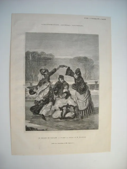 Gravure 1873. Un Regard En Passant. D’apres Le Tableau De M. Charles Boutibonne.