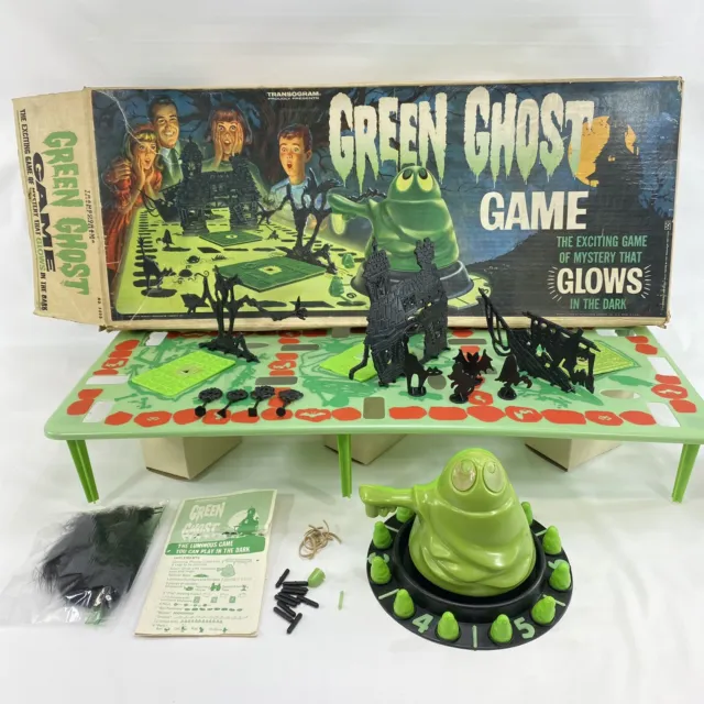 Vintage Green Ghost Board Game 95% COMPLETE 1965 Transogram Halloween Fun USED