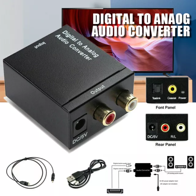 Digital to  Analog Converter Optical Coax Toslink RCA L/R Stereo Audio Adapter