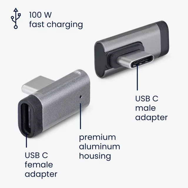 Adaptador USB C 90 grados conector tipo USB-C macho a hembra con forma de codo 3