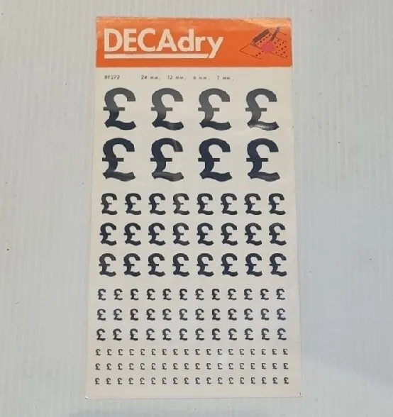 Letraset DECAdry Rub On Transfers £ Letraset 24, 12, 6, 3 mm Fuentes de lote antiguo