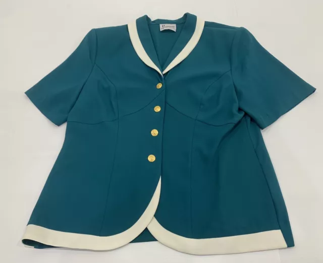 Ladies Size 14 Deep Green KENWALL Vintage 1970’s Shirt - Shoulder Pads - VGC