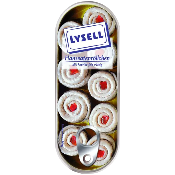 Lysell Hanseatenröllchen Heringsfilets mit Paprika handgerollt, 125 g-Dose