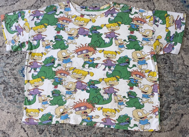 NICKELODEON RUGRATS CROPPED Graphic Shirt Cartoon Characters Logo Tee ...