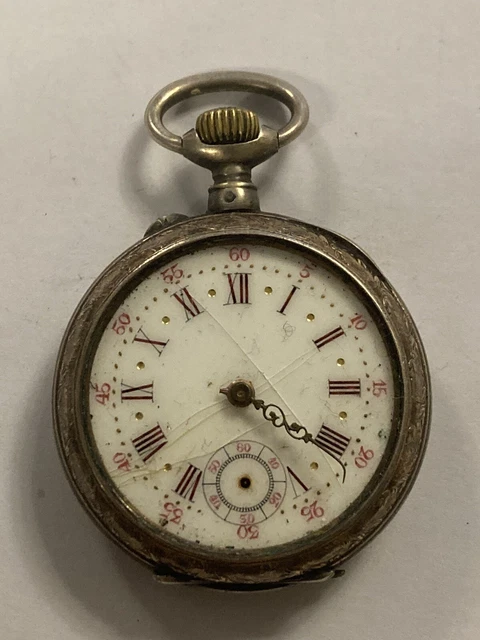 Montre De Poche Ancienne En Argent - Mécanique Manuelle - À Identifier/restaurer