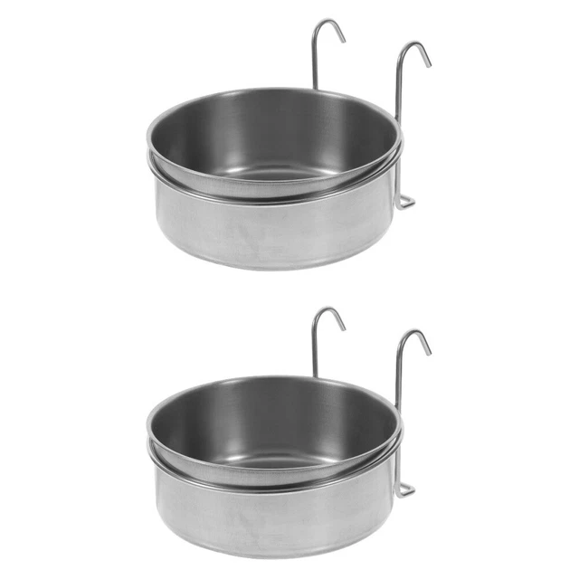 2pcs Sturdy en acier inoxydable bol à chiens accrochés pour chiens de