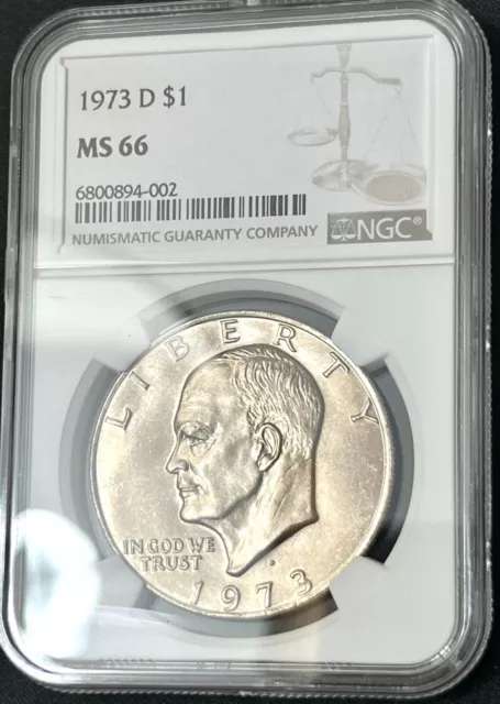 🔥1973 D Eisenhower Dollar NGC MS66! - SUPER PQ+++ GLOSSY!🔥