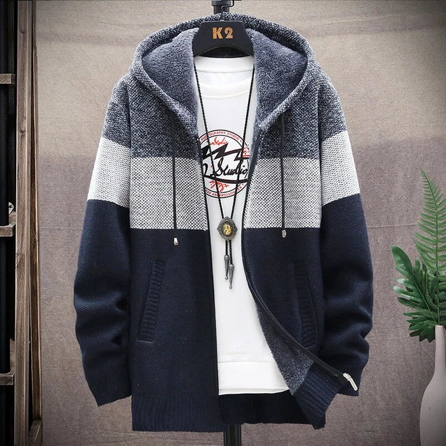 Mens Thick Warm Fleece Lined Hooded Hoodie Winter Zip Up Coat Jacket Sweatshirt