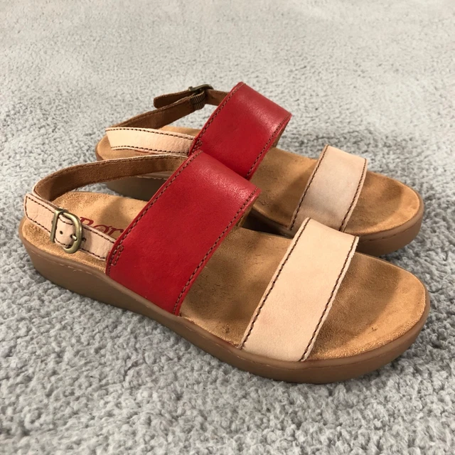 Born Oconee Slingback Sandal Shoe Womens Size 8 M Red & Taupe Leather