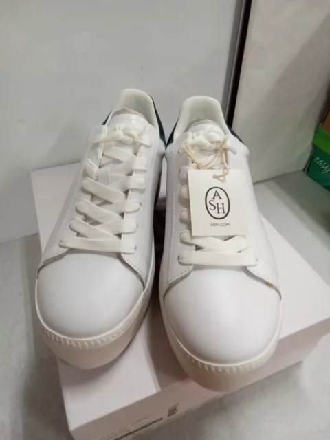 ASH CULT Platform Trainers Sneakers Shoes White/Emeraude Leather 36 | 097 AW