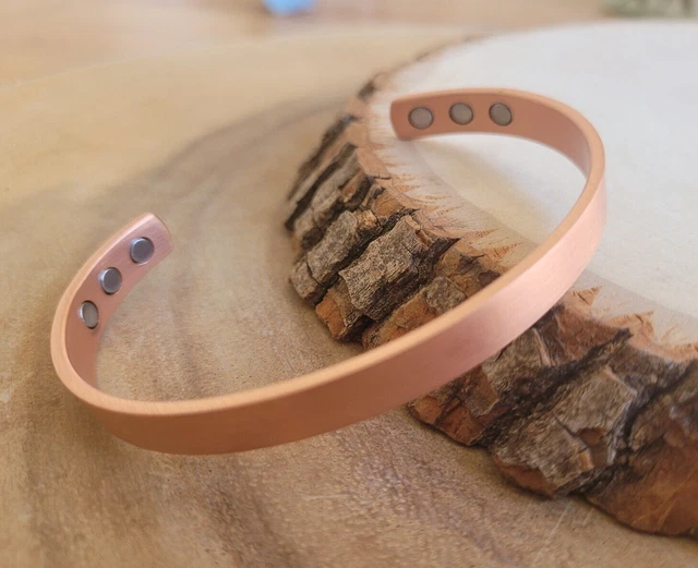Pulsera magnética mate de cobre puro terapia de la artritis puño de 8 mm