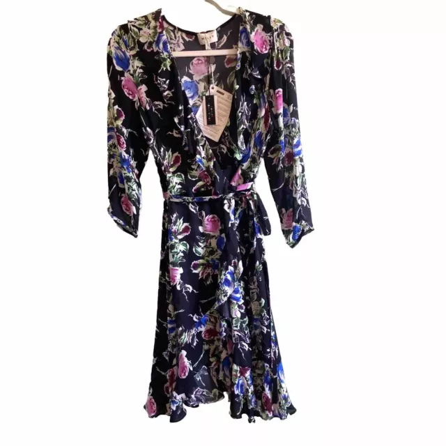 NWT Milly Audrey 100% Silk Floral Wrap Dress. Size 10. MSRP $495