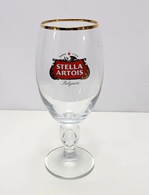 Pasabahce Stella Artois Vintage Gold Rimmed Thumb Print Glass Beer Belgium