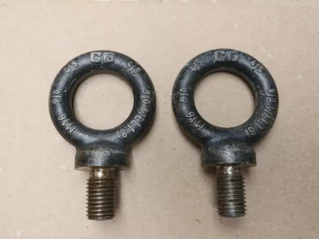 LOT OF 2 Crosby M16 x 27mm M-279 Forged Shoulder Nut Eye Bolts - 1.8 ton 1045913