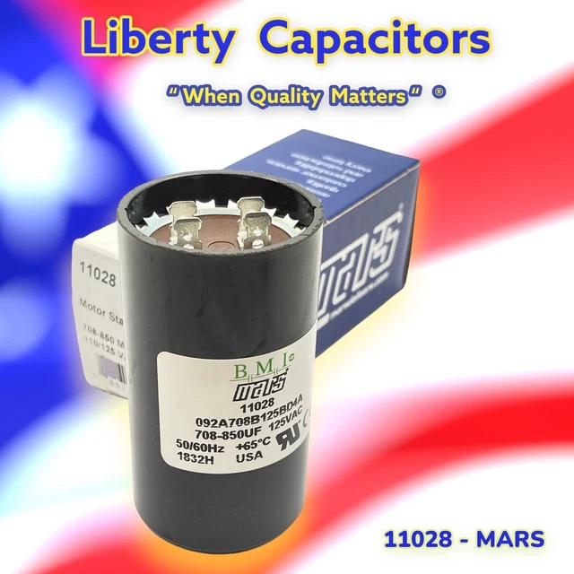 Mars Motor Start Capacitor 110/125VAC 11028 By Liberty Capacitors USA