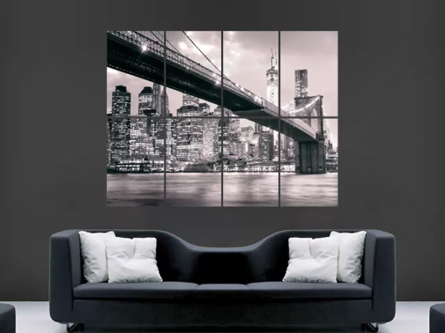 Brooklyn Bridge New York City Usa  Wall Poster Art Picture Print Large  Huge