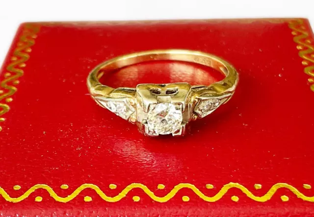 Antique Art Deco Two Toned 14k Diamond Ring