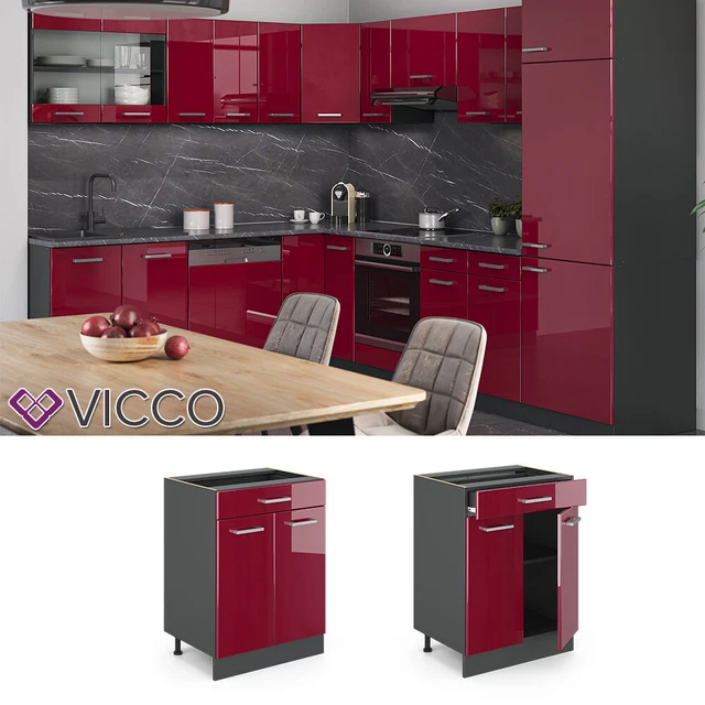 Vicco Meuble de cuisine Béton noir 30cm PT Anthracite