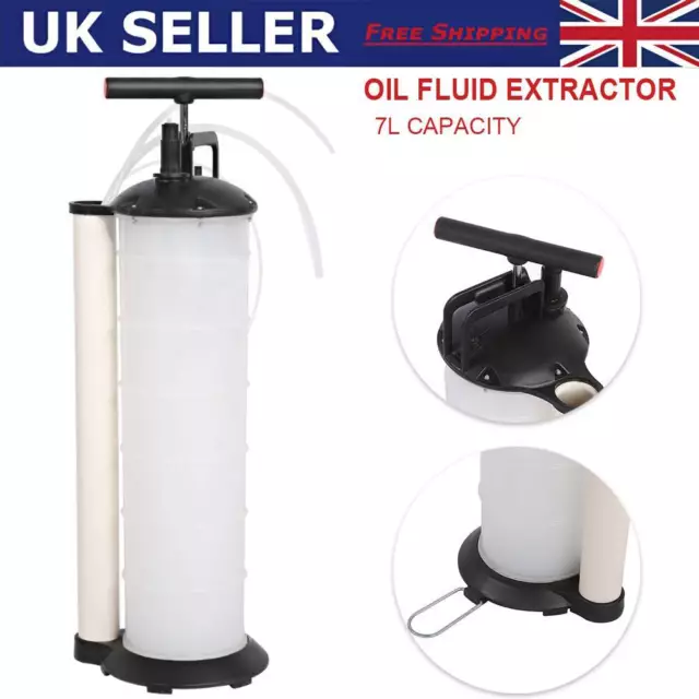 7L Extractor Suction Pump Manual Vacuum Waste Oil Fluid Vacuum Transfer UK