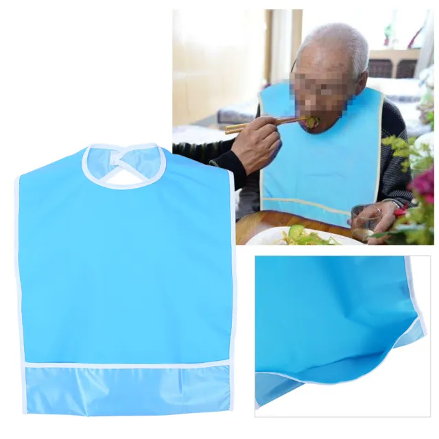 Ropa de babero para adultos mayores para comer ropa protector auxiliar de comedor (azul cielo) BST