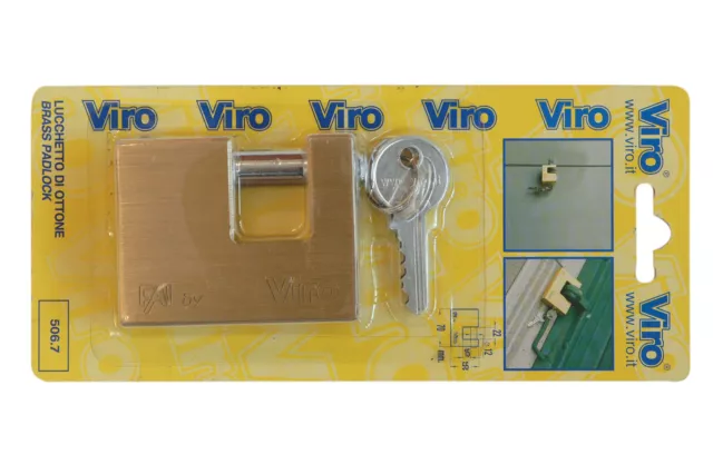 VIRO 506.7 Lucchetto di ottone per serranda serratura 70 mm. sicurezza