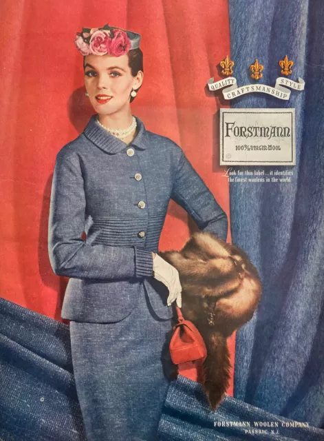 Rare Vintage 1954 Forstmann Virgin Wool Print Ad - Elegant and Timeless Style