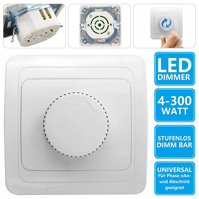 LED DIMMER DREHDIMMER Schalter 230V 4 bis 300W für dimmbare Lampen