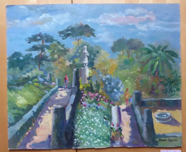 Vicente Segura (1930-2015) Cuadro Óleo Vista Parco Del Retiro de Madrid MD3
