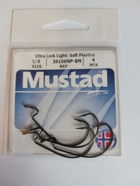 MUSTAD ULTRA LOCK point worm hook value pack 25 hooks per 3/0