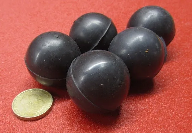 Neoprene Rubber Ball, Black, 1 3/8" Dia, 5 Pcs