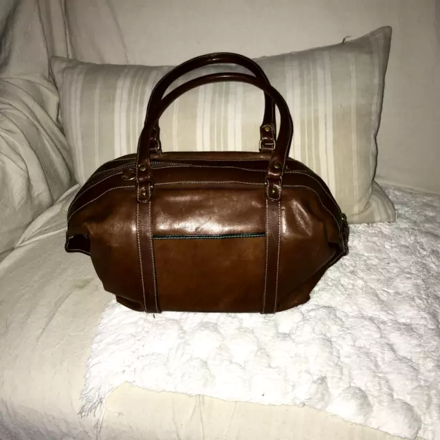 brahmin leather handbag smooth leather doctor's bag purse brown med