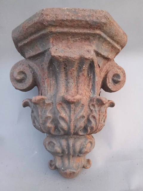 Antique Cast Iron Architectural Bracket Shelf Corbel cement into brick Wall