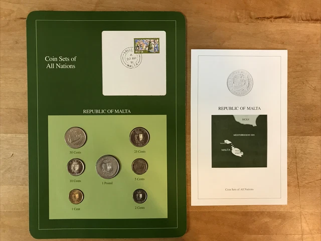 Coin Sets Of  All  Nations   Republic Of Malta  1984-1986 Unc  W/Card