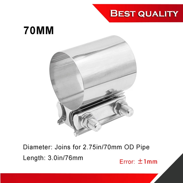 70mm/2.75" OD pipe Stainless Steel Butt Joint Exhaust Seal Band Clamp