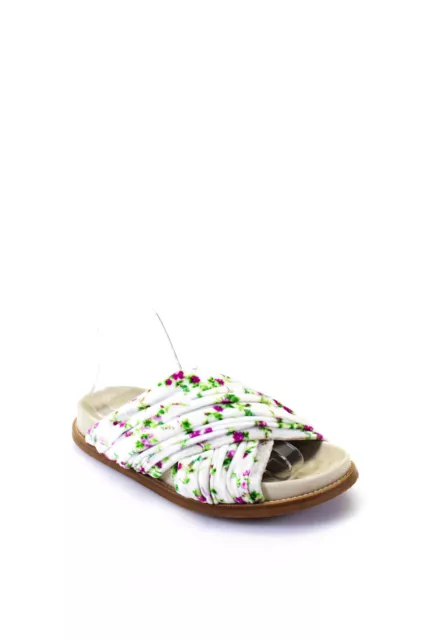 Philosophy Womens Cross Strap Velvet Floral Slide Sandals White Purple Size 38