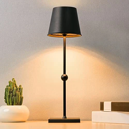 HUIVEOO Cordless Lamp 3 Colors Stepless Dimming Led Table Lamp 5200mAh Rechar...