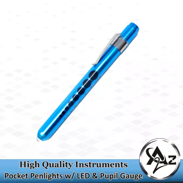 Latest FEROZI Reusable NURSE Aluminum Penlight Pocket Medical LED w/ Pupil Gauge