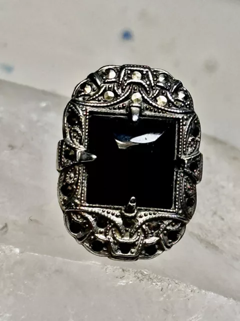 Onyx ring Art Deco size 5.75 mrcasites mourning sterling silver women