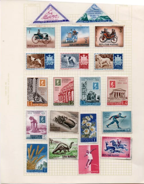 Stamps San Marino 1 Small Album Page  With  20 Stamps Mint Hinged