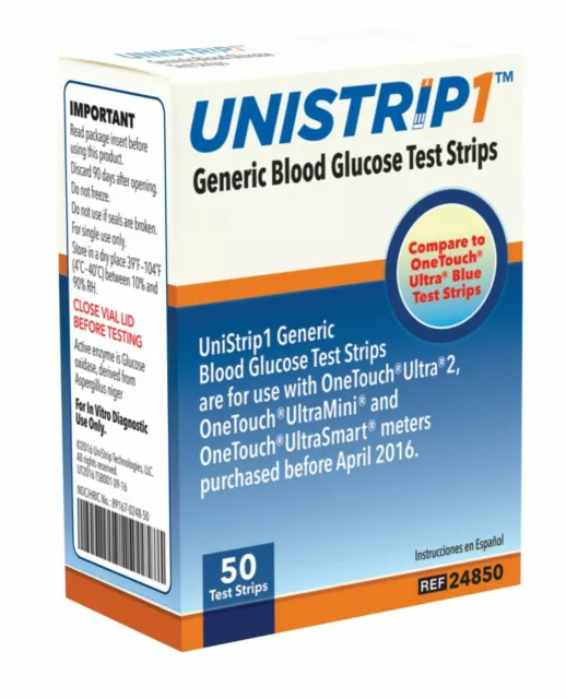 UniStrip 50 Test Strips for  Onetouch® Ultra® Meters exp 10/2025 Free shipping