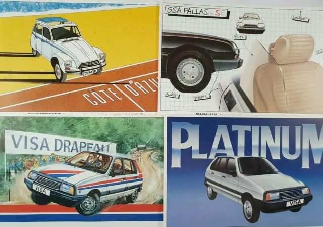 Classic Car - Citroen Special Editions Postcards 1-4 Full Series of 4 - Scarce