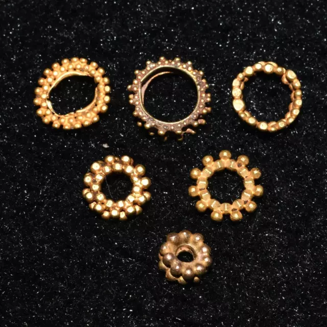 6 Genuine Ancient Roman Solid Gold Beads Ornaments Circa 1st - 2nd Century AD