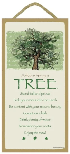 ADVICE FROM A TREE Primitive Wood Hanging Sign 5" x 10"