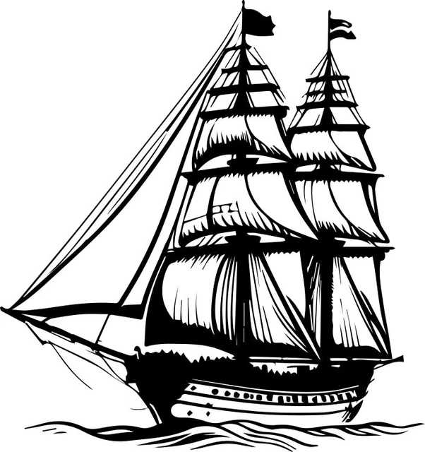 Sail Ship Vector Art, Use in Design, Logo