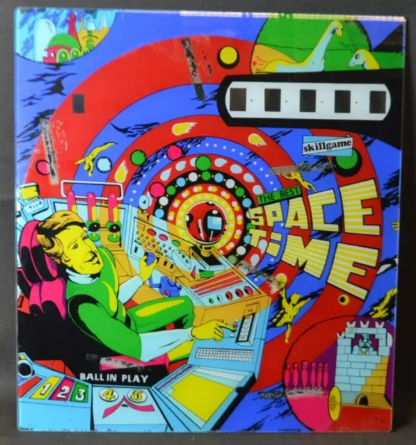 Vetro per Flipper Vintage anni 70 Space Time Serigrafato Originale da Collezione