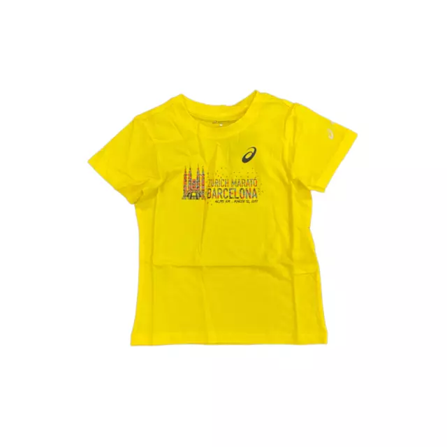 Asics Kinder Souvenir T-Shirt (Größe 6-7y) leuchtend gelb kurzärmeliges Oberteil - neu