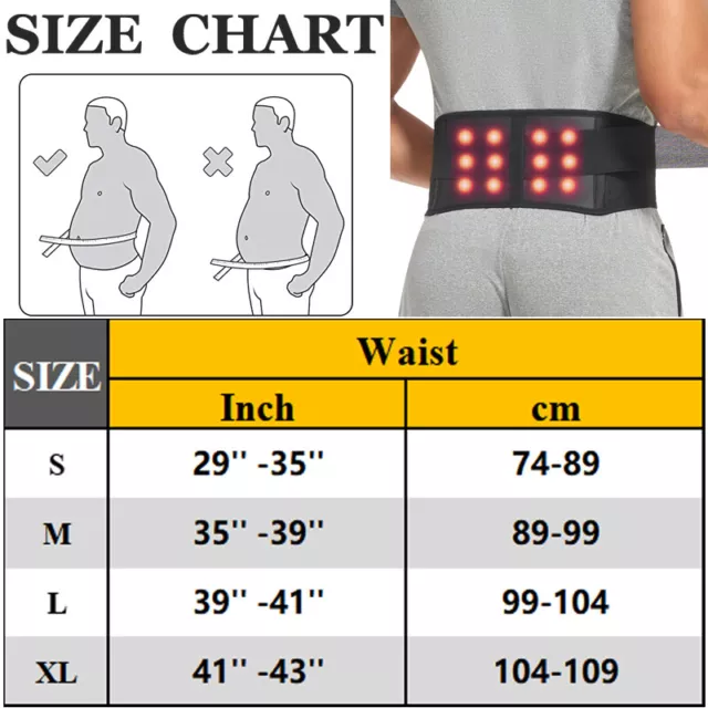 Back Support Brace Belt Lumbar Lower Waist Magnetic Heat Pain Relief Men & Women 2