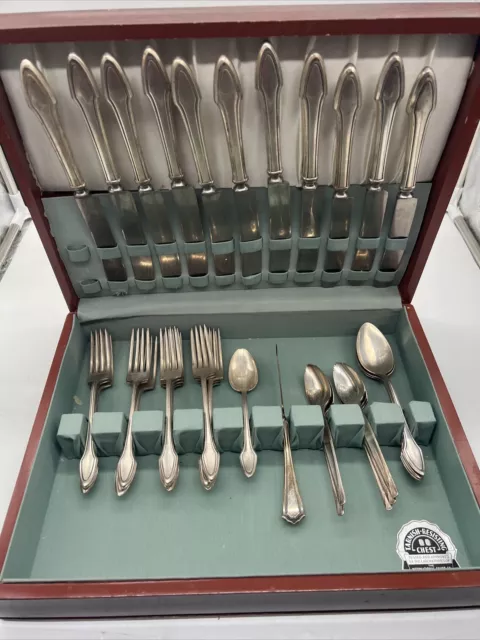 Antique 36 Pc Alvin  Silverplate Flatware Silverware International Silver Co